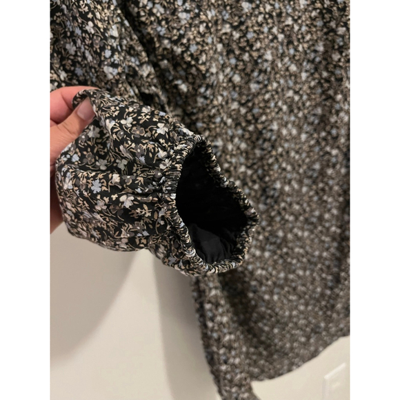 Free People Making Plans Black Blue Floral Mini Dress with Blue Accents Collar - Picture 6 of 11